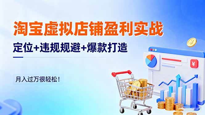 （16387期）淘宝虚拟店铺盈利实战：定位+违规规避+爆款打造，月入过万很轻松！-柚子网创