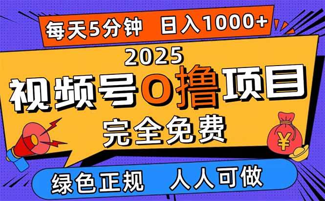图片[1]-（16388期）2025视频号0撸项目，5分钟一个号，日入1000+，人人可做-柚子网创